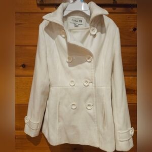 Forever 21 Women's Ivory Peacoat Small